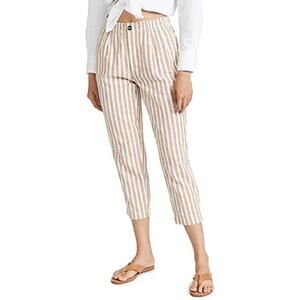 NWT Madewell Linen Cotton Track Trousers Saddle Brown Stripe Women’s S